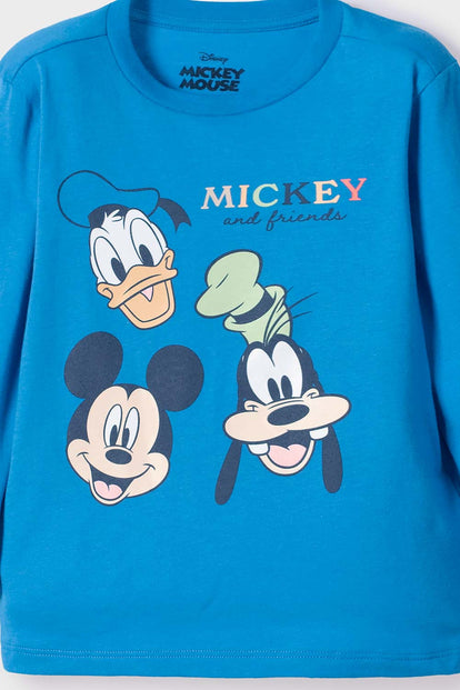 PIJAMA DE MICKEY MOUSE AZUL MANGA LARGA PARA NIÑO 2T A 5T