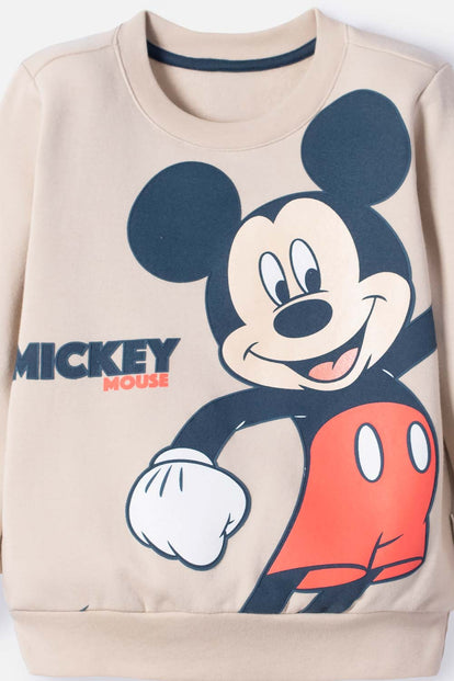 POLERÓN DE MICKEY MOUSE CAQUI ESTAMPADO EN FRENTE PARA NIÑO 2T A 5T
