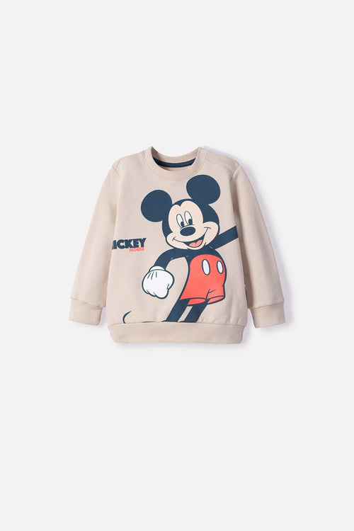 POLERON DE MICKEY MOUSE CAQUI ESTAMPADO EN FRENTE PARA BEBÉ NIÑO