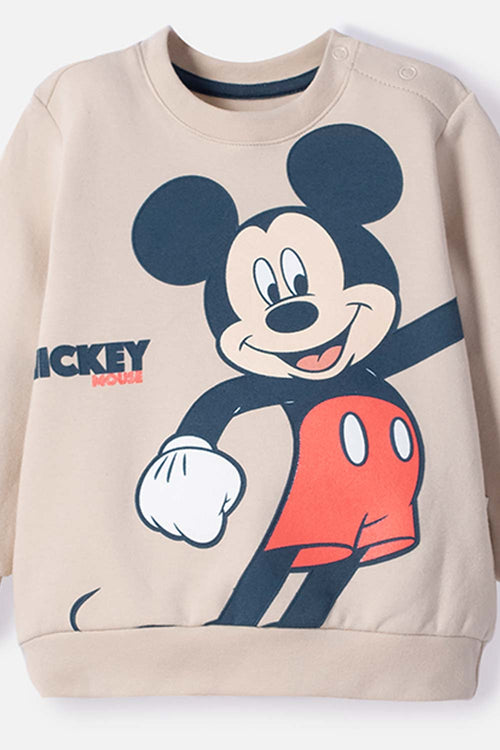 POLERON DE MICKEY MOUSE CAQUI ESTAMPADO EN FRENTE PARA BEBÉ NIÑO