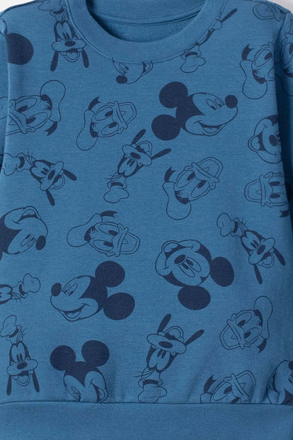 CONJUNTO DE MICKEY MOUSE AZUL DE PANTALÓN LARGO PARA NIÑO 2T A 5T
