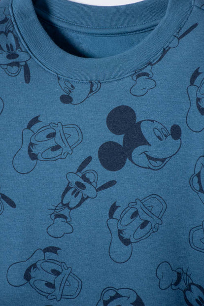 CONJUNTO DE MICKEY MOUSE AZUL DE PANTALÓN LARGO PARA NIÑO 2T A 5T