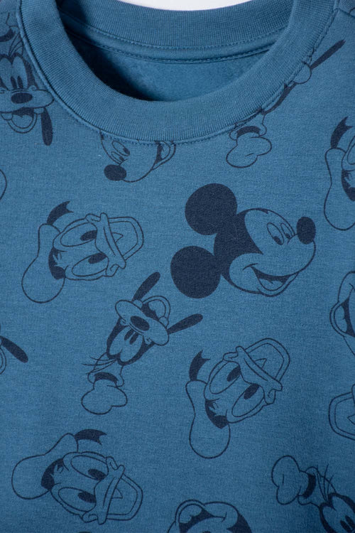 CONJUNTO DE MICKEY MOUSE AZUL DE PANTALÓN LARGO PARA NIÑO 2T A 5T