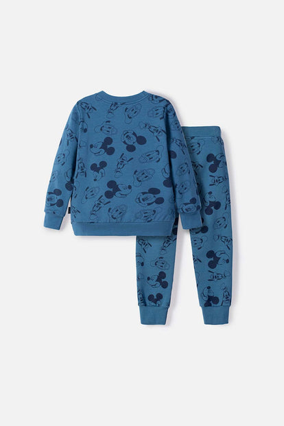 CONJUNTO DE MICKEY MOUSE AZUL DE PANTALÓN LARGO PARA NIÑO 2T A 5T