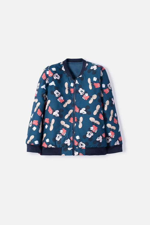 CHAQUETA DE MICKEY MOUSE AZUL OSCURA CON ESTAMPADO ALLOVER PARA NIÑO 2T A 5T