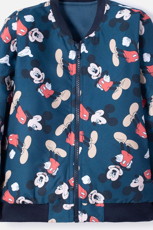 CHAQUETA DE MICKEY MOUSE AZUL OSCURA CON ESTAMPADO ALLOVER PARA NIÑO 2T A 5T