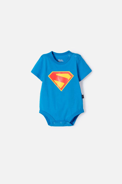 BODY DE SUPERMAN CON BROCHES AZUL PARA BEBÉ NIÑO
