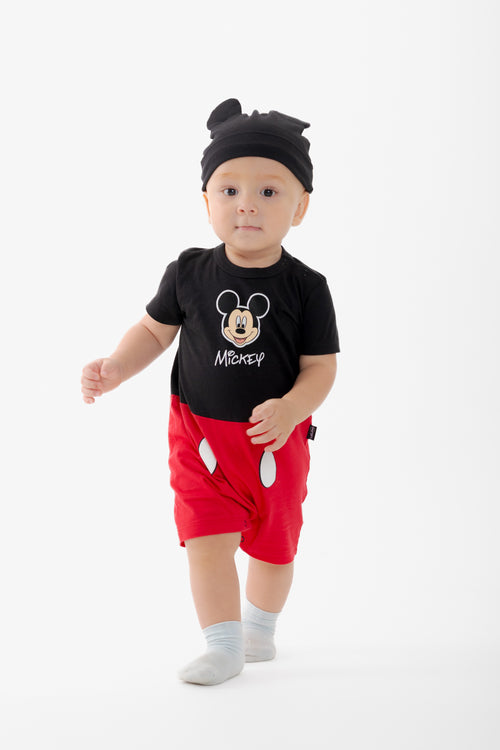 ENTERIZO DE MICKEY MOUSE CON BROCHES MULTICOLOR PARA BEBÉ NIÑO