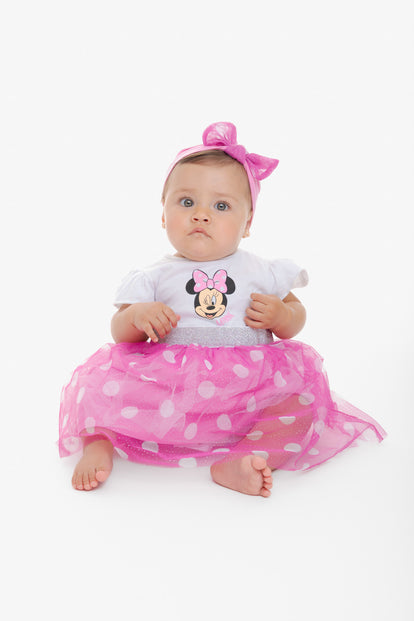 VESTIDO DE MINNIE MOUSE CON BOLERO MULTICOLOR PARA BEBÉ NIÑA