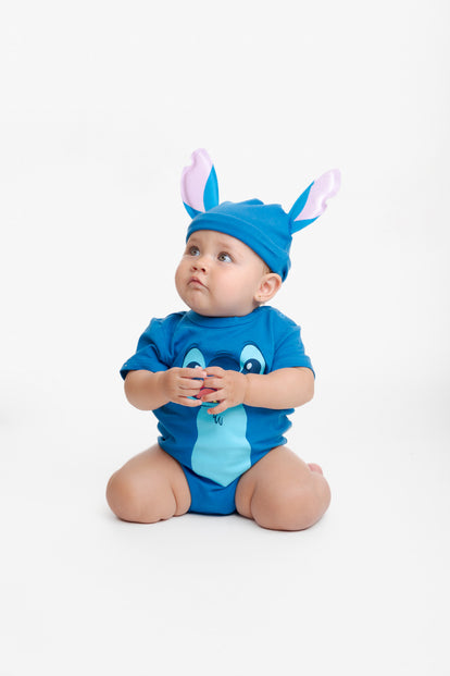 BODY DE STITCH CON GORRO AZUL PARA BEBÉ NIÑO