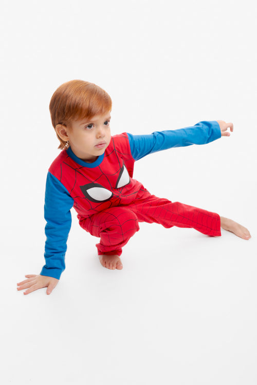 PIJAMA DE SPIDERMAN CON PANTALÓN LARGO ROJO PARA NIÑO 2T A 5T