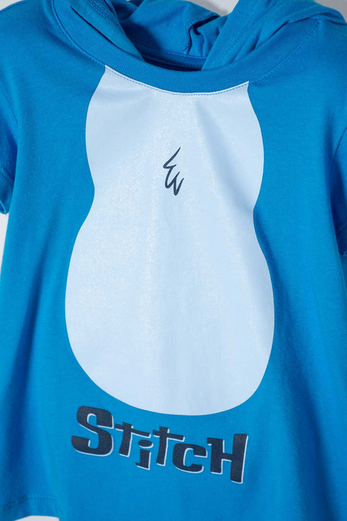 POLERA DE STITCH CON CAPUCHA AZUL PARA NIÑA 2T A 5T