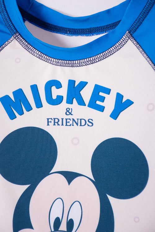 CONJUNTO DE BAÑO DE MICKEY MOUSE AZUL MANGA LARGA PARA NIÑO 2T A 5T