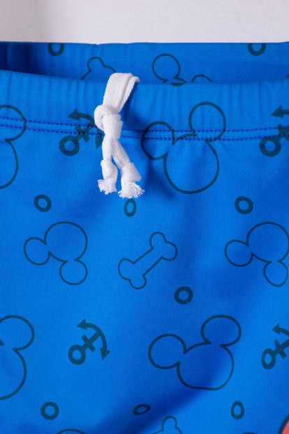 CONJUNTO DE BAÑO DE MICKEY MOUSE AZUL MANGA LARGA PARA NIÑO 2T A 5T