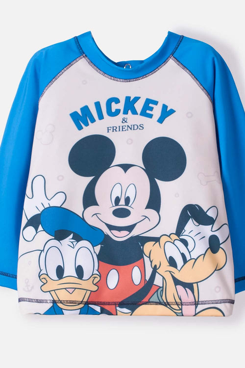 CONJUNTO DE BAÑO DE MICKEY MOUSE AZUL MANGA LARGA PARA BEBÉ NIÑO