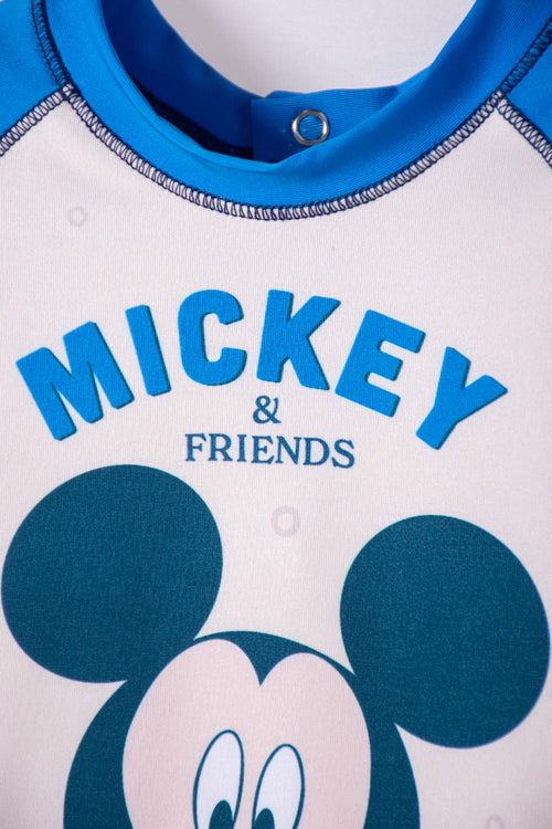 CONJUNTO DE BAÑO DE MICKEY MOUSE AZUL MANGA LARGA PARA BEBÉ NIÑO