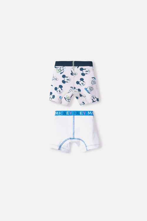 PACK X2 BÓXER DE MICKEY MOUSE BLANCO Y MARFIL OSCURO PARA NIÑO 2T A 5T