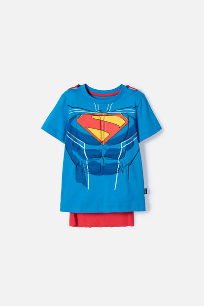POLERA DE SUPERMAN CON CAPA MULTICOLOR PARA NIÑO 2T A 5T