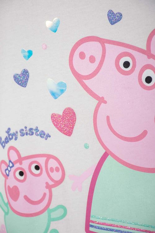 POLERA DE PEPPA PIG MARFIL ESTAMPADA EN FRENTE PARA NIÑA 2T A 5T