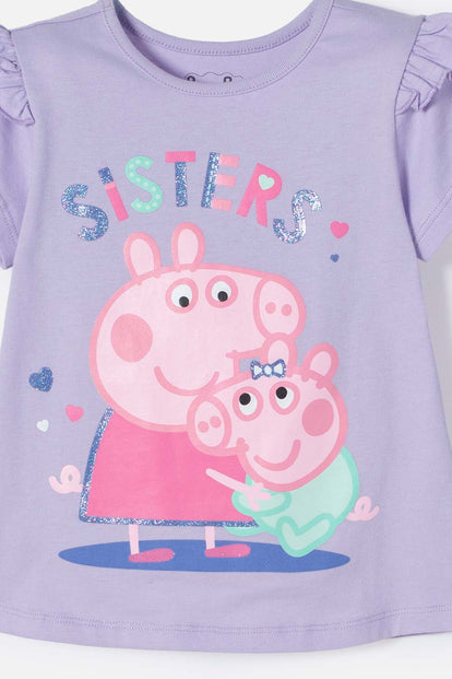 CONJUNTO DE PEPPA PIG LILA Y HORTENCIA PARA NIÑA 2T A 5T