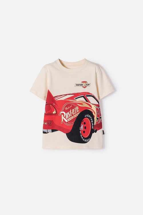 POLERA DE CARS MANGA CORTA ALMENDRA PARA NIÑO 2T A 6T