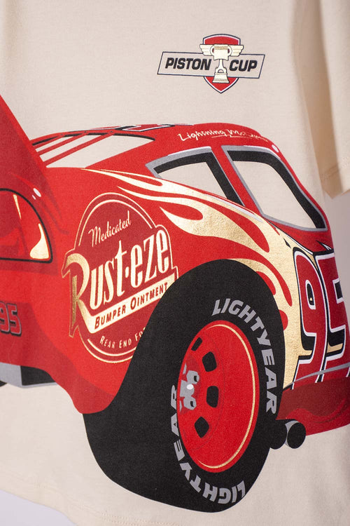 POLERA DE CARS MANGA CORTA ALMENDRA PARA NIÑO 2T A 6T