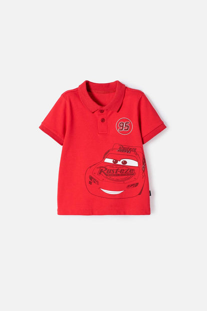 POLERA TIPO POLO DE CARS ROJO PARA NIÑO 2T A 5T