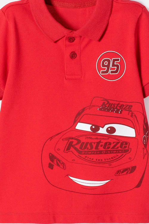 POLERA TIPO POLO DE CARS ROJO PARA NIÑO 2T A 5T
