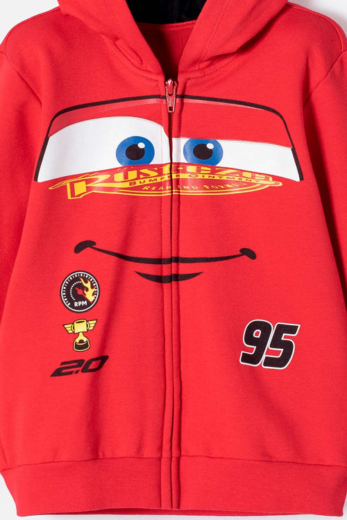 POLERÓN DE CARS CON CAPUCHA ROJO PARA NIÑO 2T A 6T