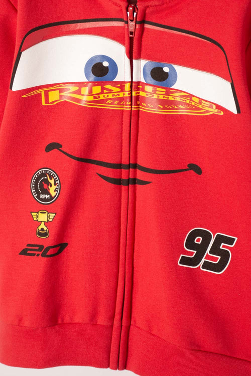 POLERÓN DE CARS CON CAPUCHA ROJO PARA NIÑO 2T A 6T