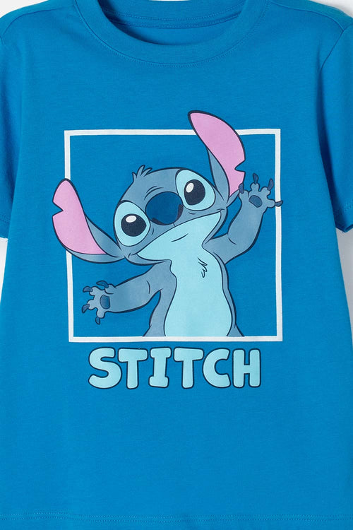 POLERA DE STITCH MANGA CORTA AZUL PARA NIÑA 2T A 5T