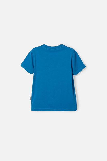 POLERA DE IRONMAN MANGA CORTA AZUL PARA NIÑO 2T A 5T