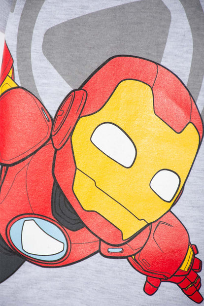 POLERA DE IRONMAN MANGA CORTA GRIS JASPE PARA NIÑO 2T A 5T