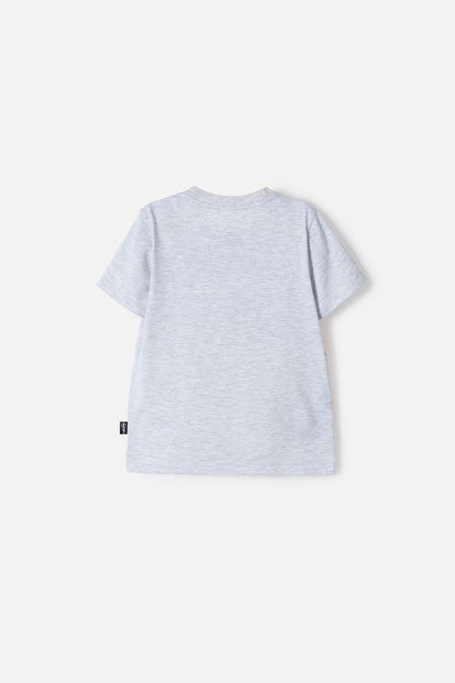 POLERA DE IRONMAN MANGA CORTA GRIS JASPE PARA NIÑO 2T A 5T