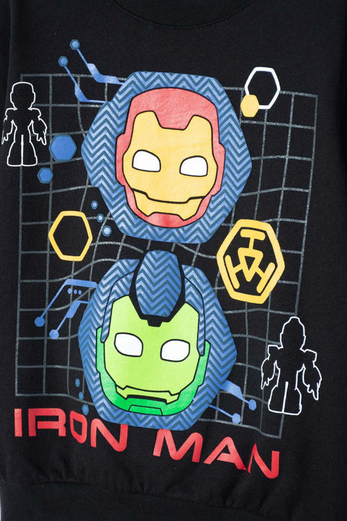POLERON DE IRONMAN CERRADO NEGRO PARA NIÑO 2T A 5T