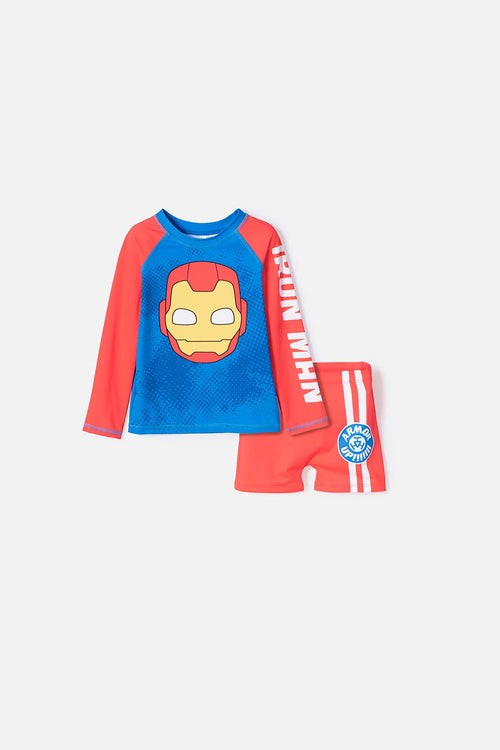 CONJUNTO DE BAÑO DE IRONMAN MULTICOLOR PARA NIÑO 2T A 5T