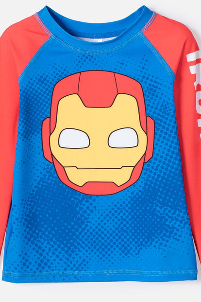 CONJUNTO DE BAÑO DE IRONMAN MULTICOLOR PARA NIÑO 2T A 5T