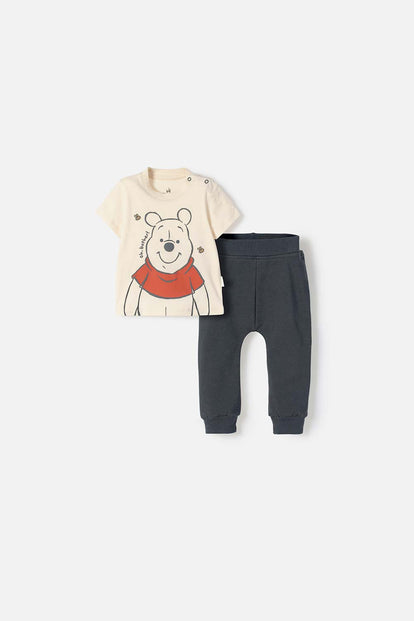 CONJUNTO WINNIE THE POOH CAQUI Y GRIS PARA BEBÉ NIÑO