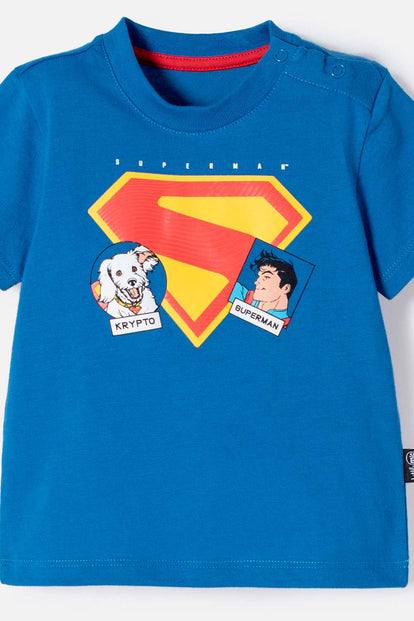 CONJUNTO DE SUPERMAN CON PANTALÓN AZUL PARA BEBÉ NIÑO