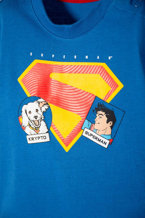 CONJUNTO DE SUPERMAN CON PANTALÓN AZUL PARA BEBÉ NIÑO