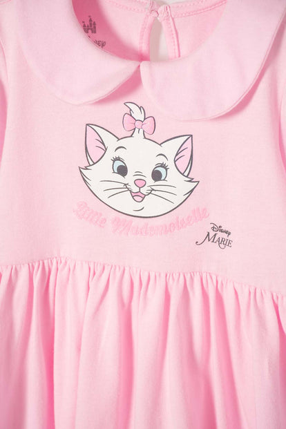 VESTIDO DE LA GATA MARIE CON BODY ROSADO PARA BEBÉ NIÑA