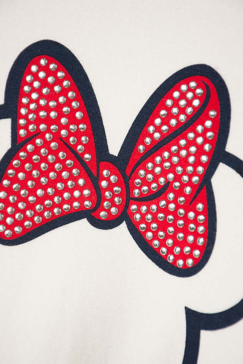 POLERON DE MINNIE MOUSE CERRADO MARFIL PARA NIÑA 2T A 5T