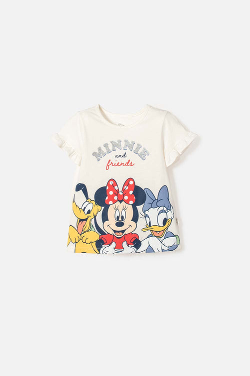 POLERA DE MINNIE MOUSE MANGA CORTA MARFIL PARA NIÑA 2T A 5T
