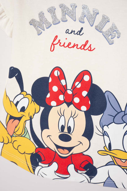 POLERA DE MINNIE MOUSE MANGA CORTA MARFIL PARA NIÑA 2T A 5T