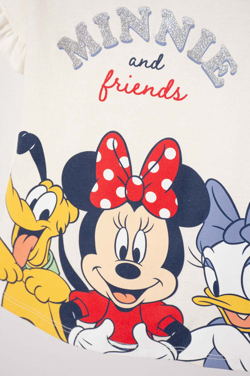 POLERA DE MINNIE MOUSE MANGA CORTA MARFIL PARA NIÑA 2T A 5T