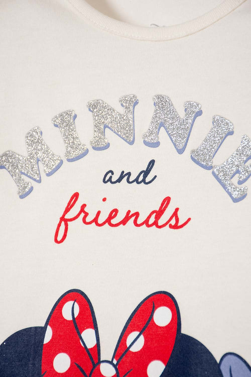 POLERA DE MINNIE MOUSE MANGA CORTA MARFIL PARA NIÑA 2T A 5T