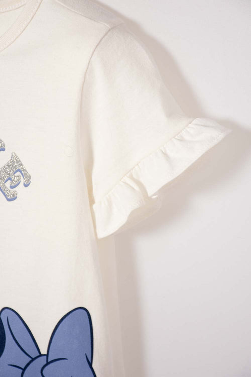 POLERA DE MINNIE MOUSE MANGA CORTA MARFIL PARA NIÑA 2T A 5T