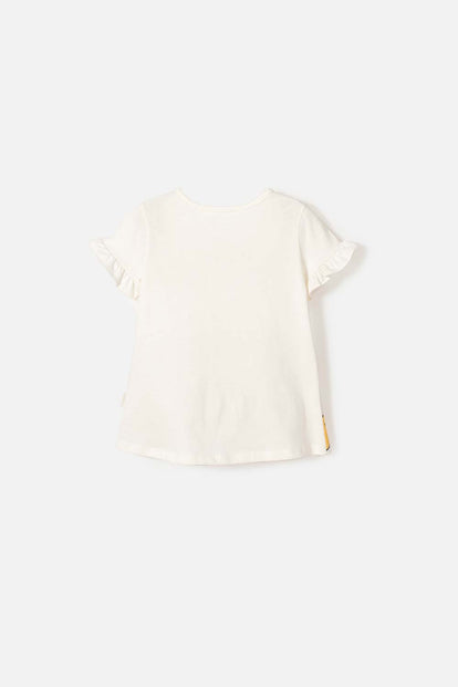 POLERA DE MINNIE MOUSE MANGA CORTA MARFIL PARA NIÑA 2T A 5T