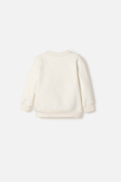 POLERON DE MINNIE MOUSE CERRADO MARFIL PARA BEBÉ NIÑA