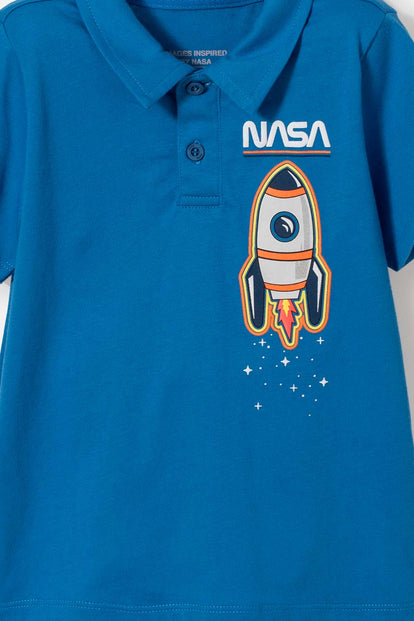 POLERA TIPO POLO DE LA NASA AZUL PARA NIÑO 2T A 5T
